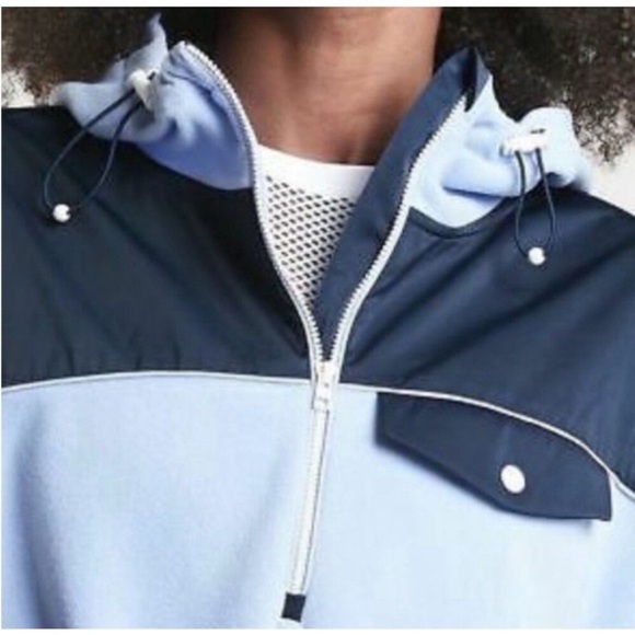 Athleta Zion Microfleece Half Zip Hooded Yoga Recycled Midweight Blue Sz L - Picture 3 of 14